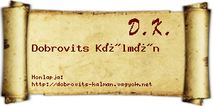 Dobrovits Kálmán névjegykártya